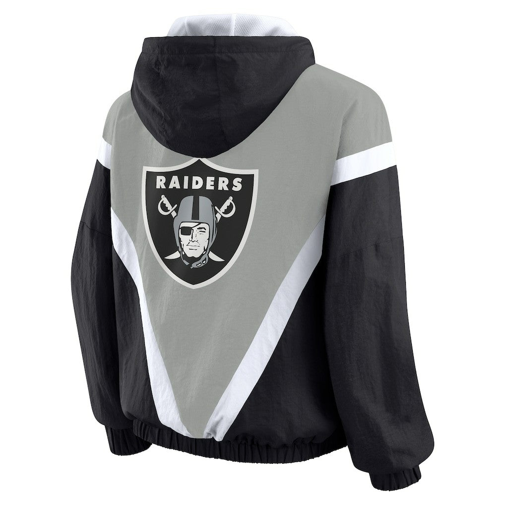 WEAR by Erin Andrews Women's Plus Size Retro Crinkle Full-Zip Hoodie Windbreaker Jacket - Las Vegas Raiders Hoodies