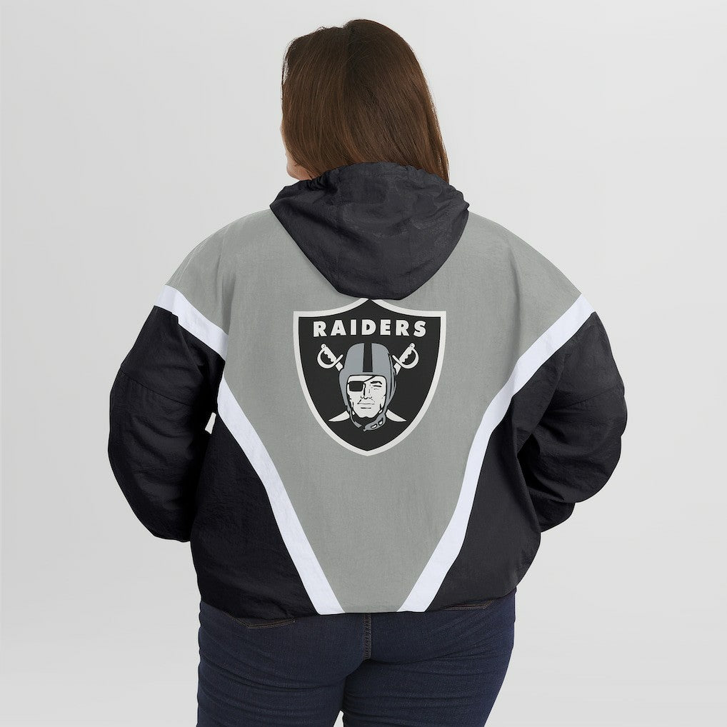WEAR by Erin Andrews Women's Plus Size Retro Crinkle Full-Zip Hoodie Windbreaker Jacket - Las Vegas Raiders Hoodies