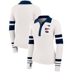 WEAR by Erin Andrews Women's Ribbed Henley Polo Sweater - New England Patriots