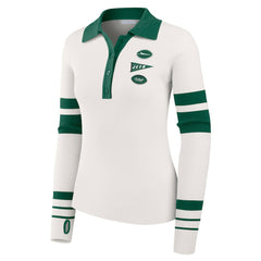 WEAR by Erin Andrews Women's Ribbed Henley Polo Sweater - New York Jets