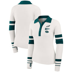 WEAR by Erin Andrews Women's Ribbed Henley Polo Sweater - Philadelphia Eagles