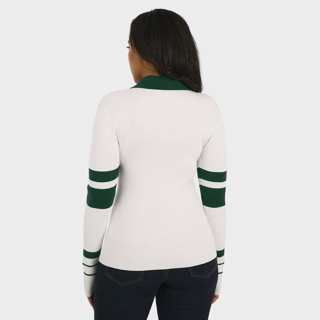 WEAR by Erin Andrews Women's Ribbed Henley Polo Sweater - Green Bay Packers