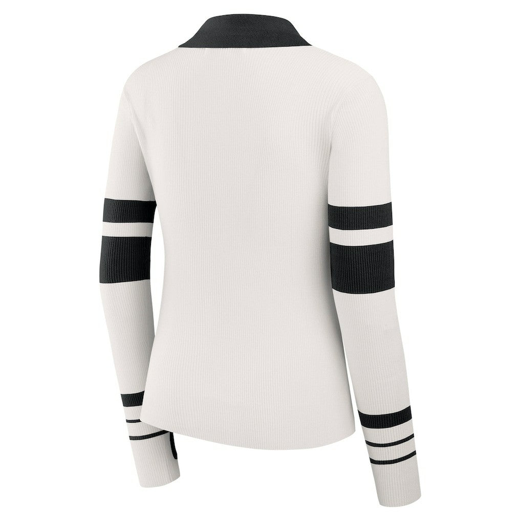 WEAR by Erin Andrews Women's Ribbed Henley Polo Sweater - Pittsburgh Steelers