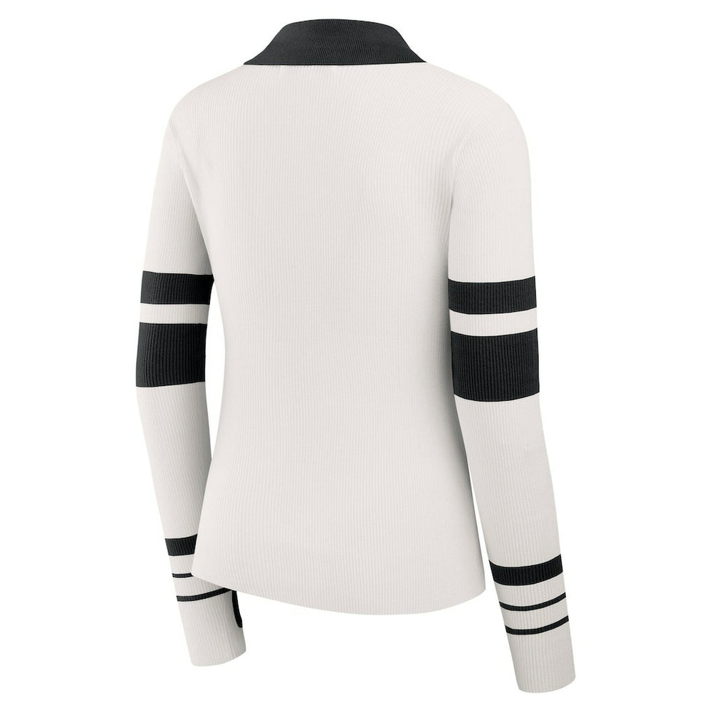 WEAR by Erin Andrews Women's Ribbed Henley Polo Sweater - Pittsburgh Steelers