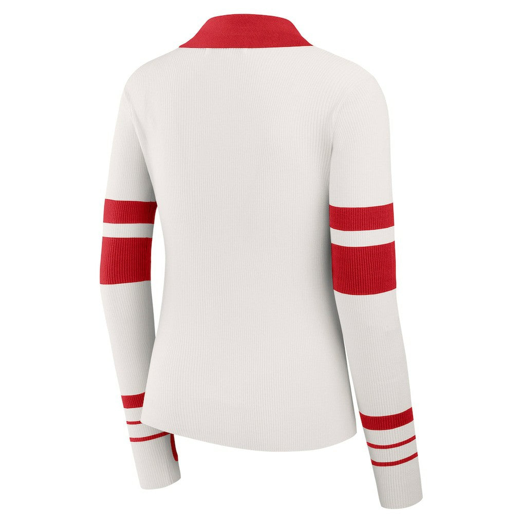 WEAR by Erin Andrews Women's Ribbed Henley Polo Sweater - San Francisco 49ers