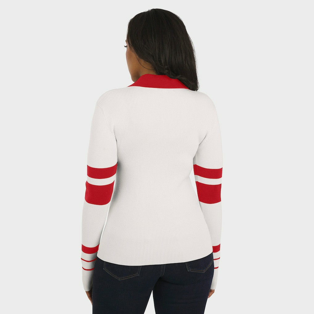 WEAR by Erin Andrews Women's Ribbed Henley Polo Sweater - San Francisco 49ers