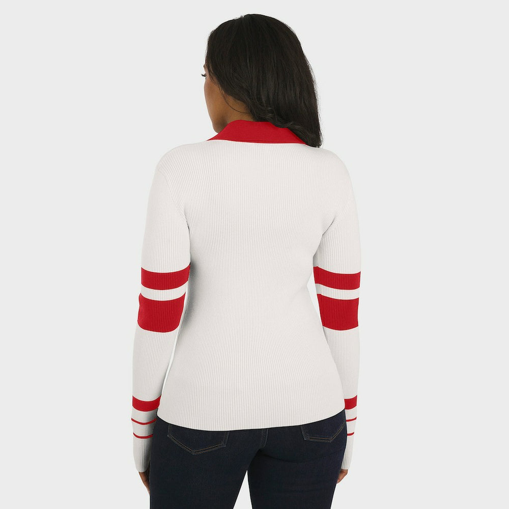 WEAR by Erin Andrews Women's Ribbed Henley Polo Sweater - San Francisco 49ers