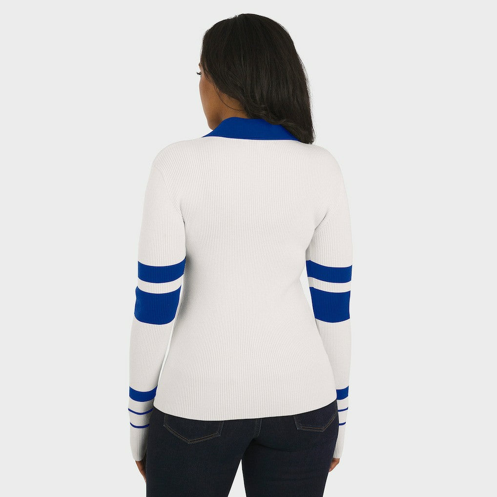 WEAR by Erin Andrews Women's Ribbed Henley Polo Sweater - Buffalo Bills