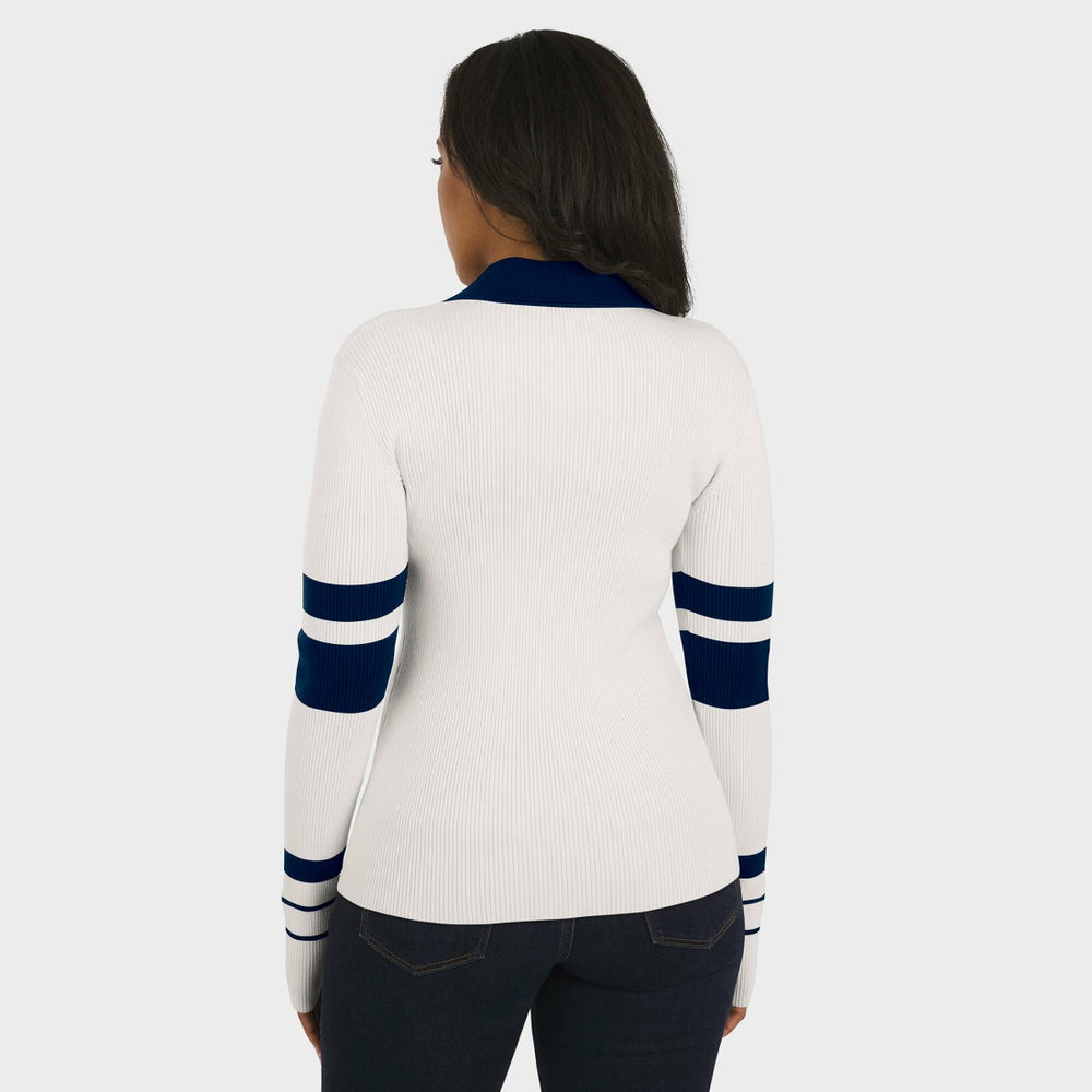 WEAR by Erin Andrews Women's Ribbed Henley Polo Sweater - Denver Broncos