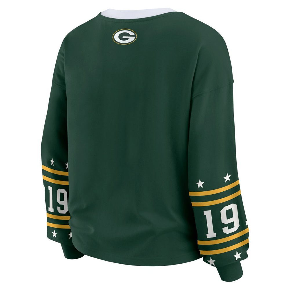 WEAR by Erin Andrews Women's Plus Size Sport Long-Sleeve T-Shirt - Green Bay Packers T-shirts