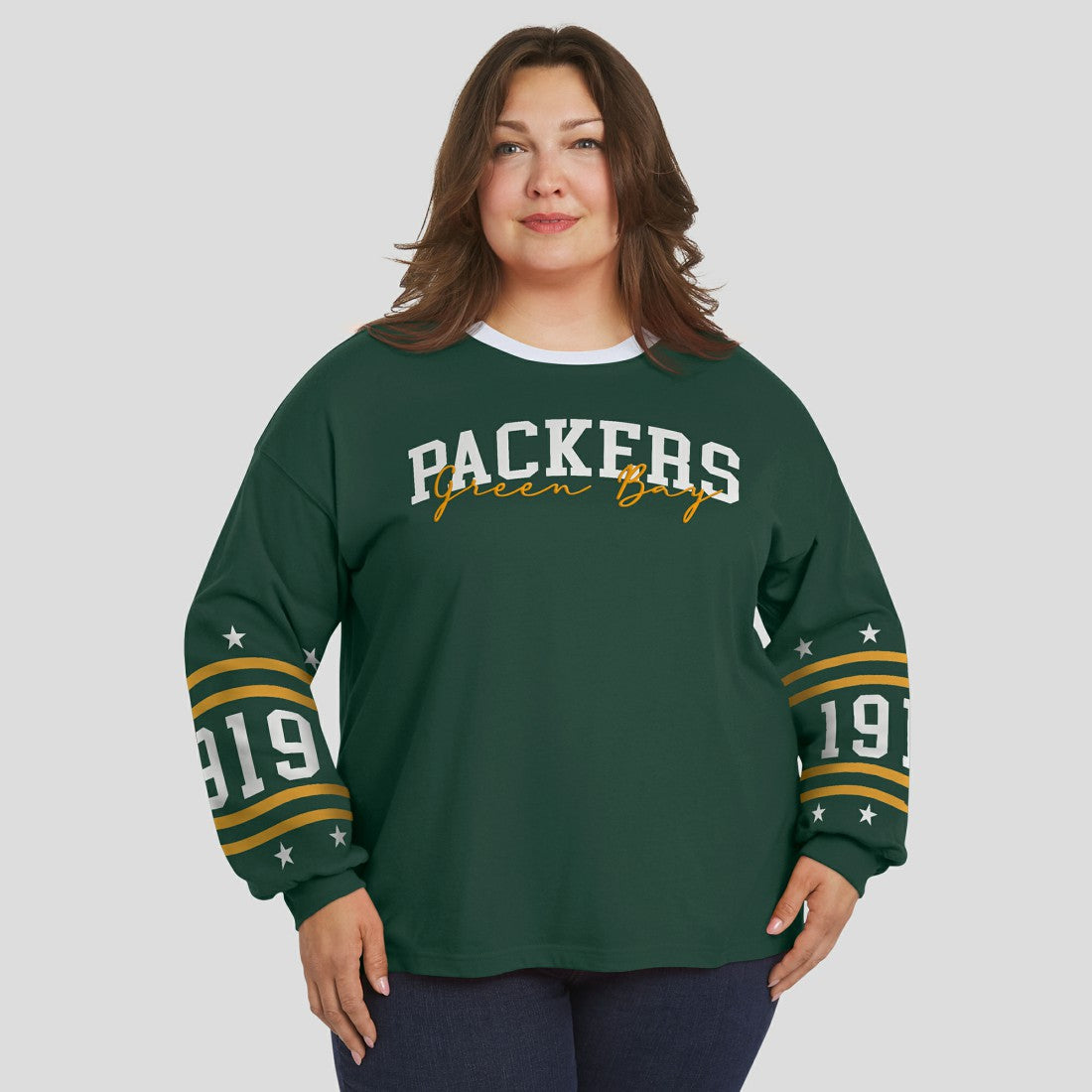 WEAR by Erin Andrews Women's Plus Size Sport Long-Sleeve T-Shirt - Green Bay Packers T-shirts