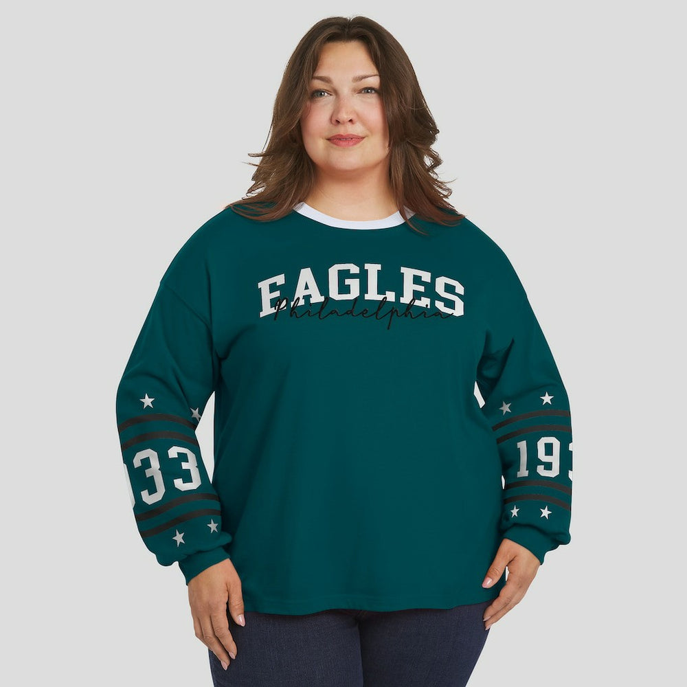 WEAR by Erin Andrews Women's Plus Size Sport Long-Sleeve T-Shirt - Philadelphia Eagles T-shirts