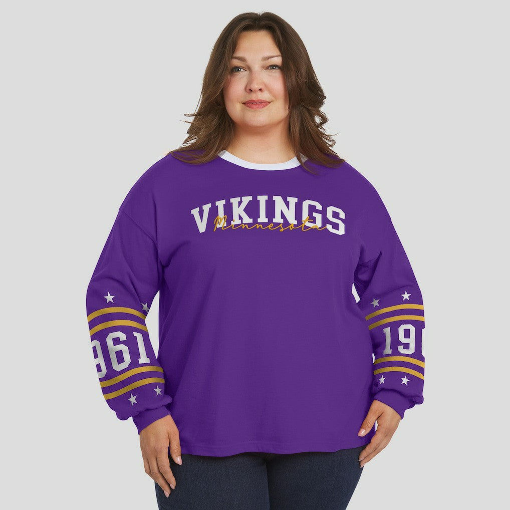 WEAR by Erin Andrews Women's Plus Size Sport Long-Sleeve T-Shirt - Minnesota Vikings T-shirts