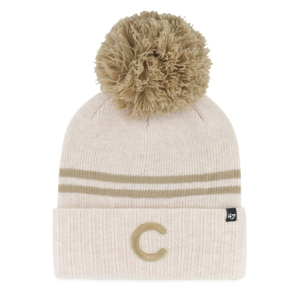 Natural Chicago Cubs '47 Women's Latte Cuffed Knit Hat with Pom