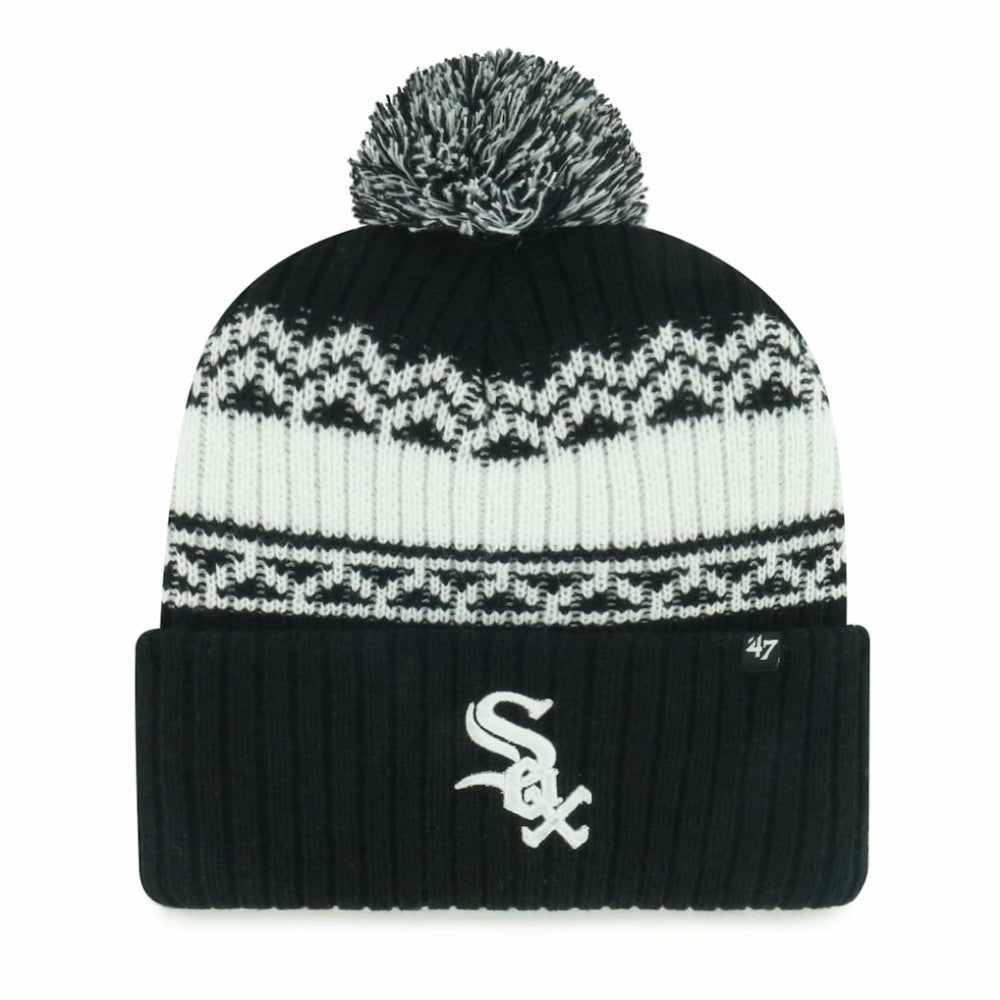 Black Chicago White Sox '47 Youth Polar Vortex Cuffed Knit Hat with Pom