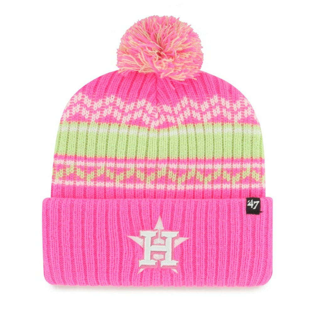 Pink Houston Astros '47 Youth Polar Vortex Cuffed Knit Hat with Pom