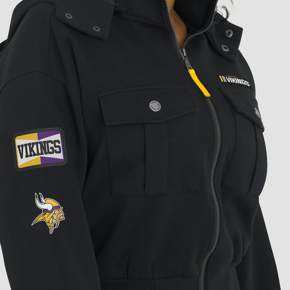 WEAR by Erin Andrews Women's Tri-Blend Patch Pocket Cropped Full-Zip Bomber Hoodie Jacket - Minnesota Vikings Hoodies