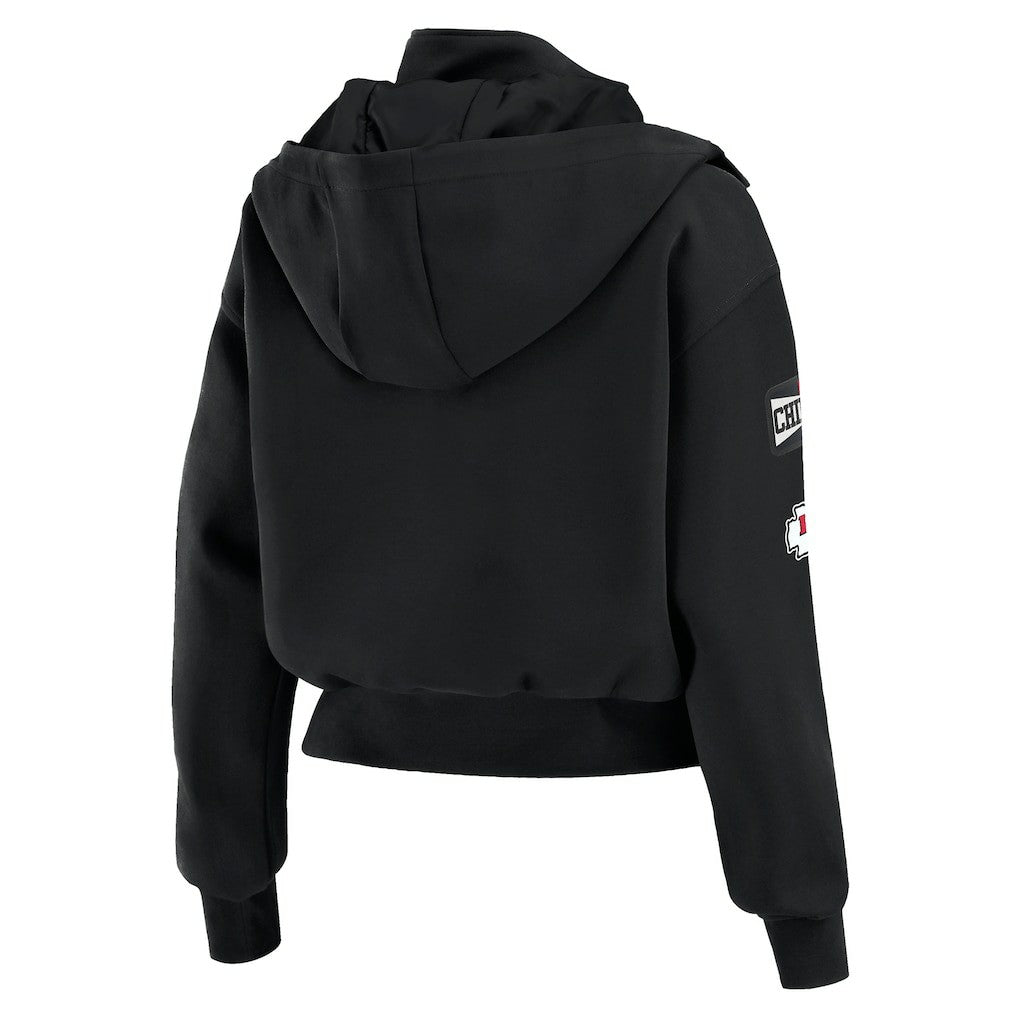 WEAR by Erin Andrews Women's Tri-Blend Patch Pocket Cropped Full-Zip Bomber Hoodie Jacket - Kansas City Chiefs Hoodies