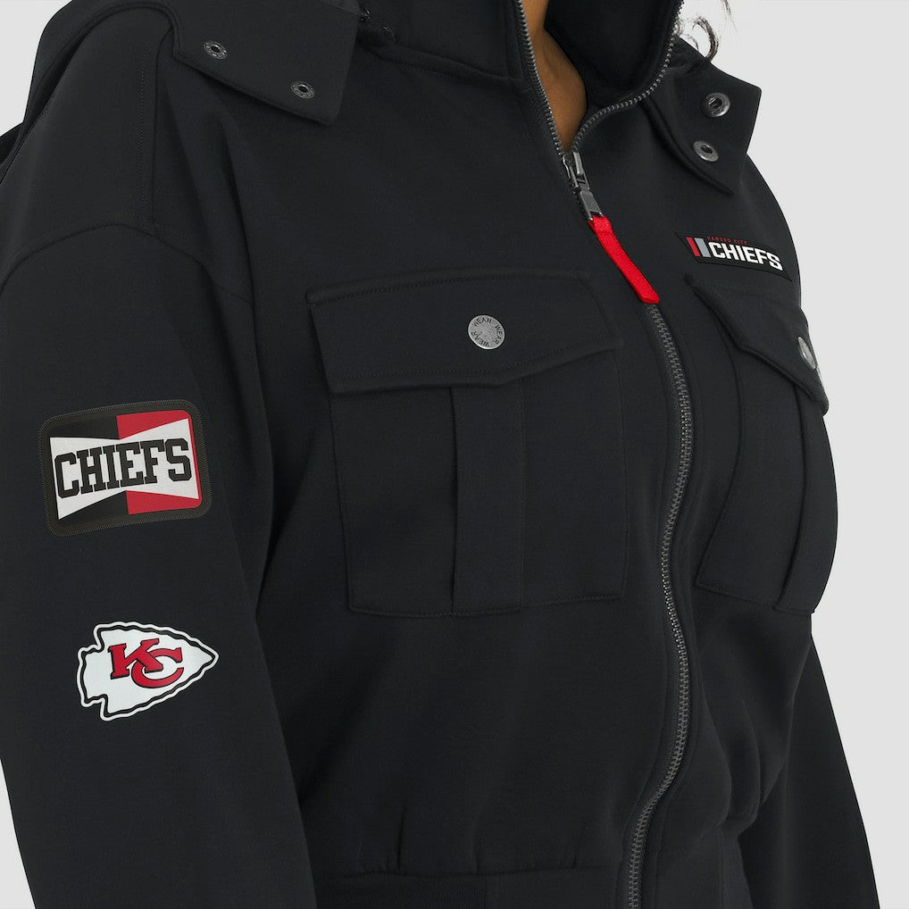 WEAR by Erin Andrews Women's Tri-Blend Patch Pocket Cropped Full-Zip Bomber Hoodie Jacket - Kansas City Chiefs Hoodies