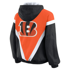 WEAR by Erin Andrews Women's Retro Crinkle Full-Zip Hoodie Windbreaker - Cincinnati Bengals Hoodies