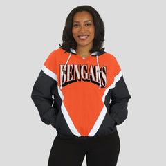 WEAR by Erin Andrews Women's Retro Crinkle Full-Zip Hoodie Windbreaker - Cincinnati Bengals Hoodies