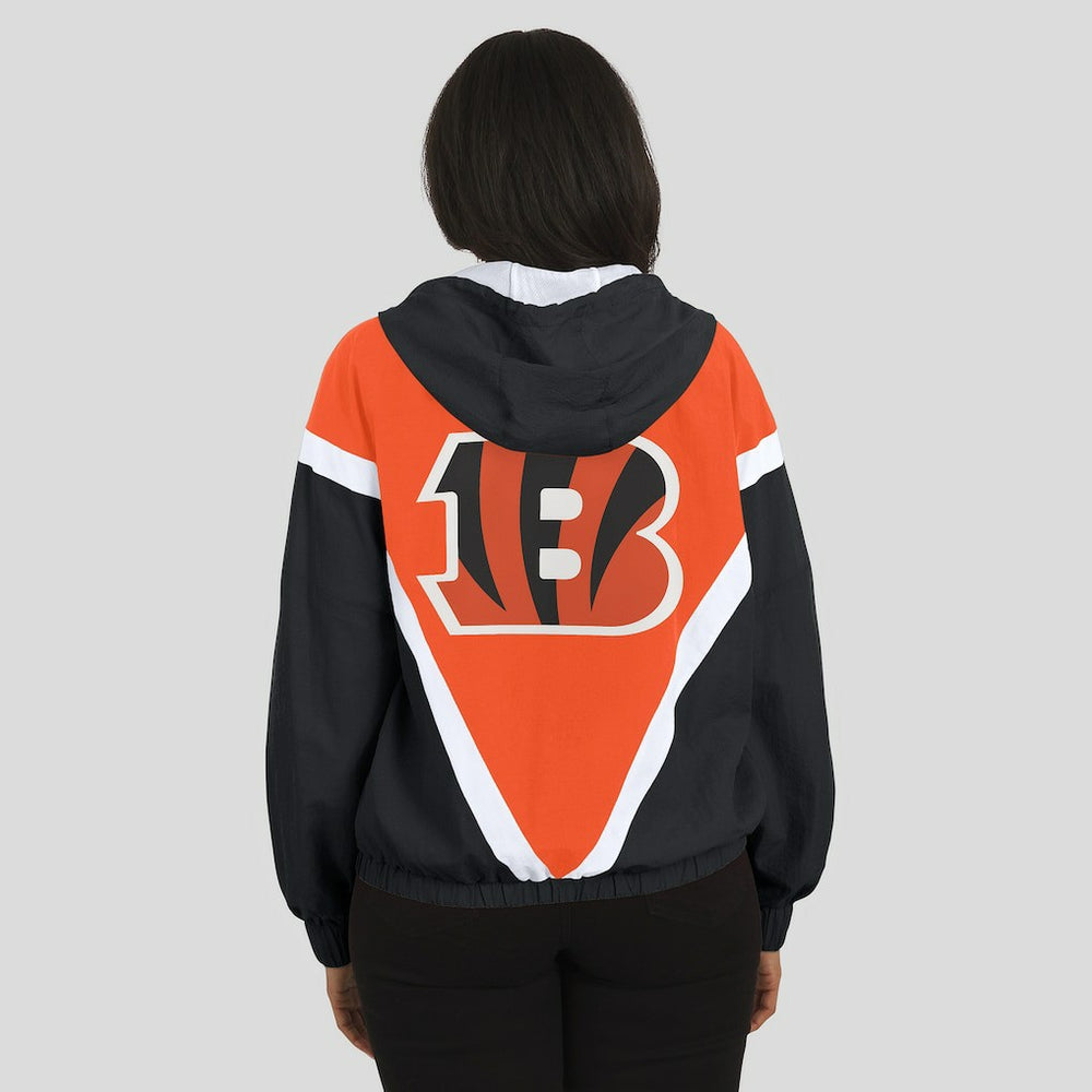 WEAR by Erin Andrews Women's Retro Crinkle Full-Zip Hoodie Windbreaker - Cincinnati Bengals Hoodies