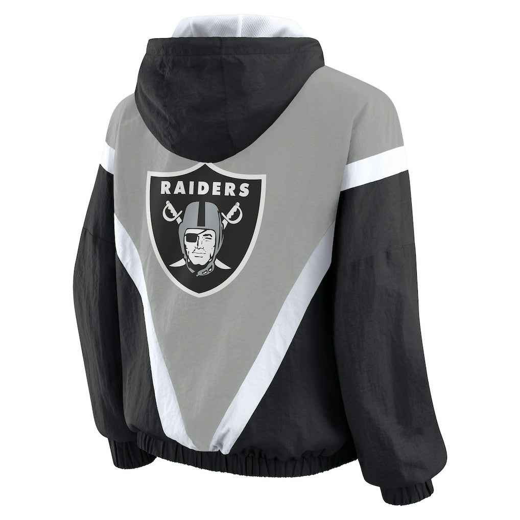 WEAR by Erin Andrews Women's Retro Crinkle Full-Zip Hoodie Windbreaker - Las Vegas Raiders Hoodies