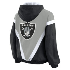 WEAR by Erin Andrews Women's Retro Crinkle Full-Zip Hoodie Windbreaker - Las Vegas Raiders Hoodies