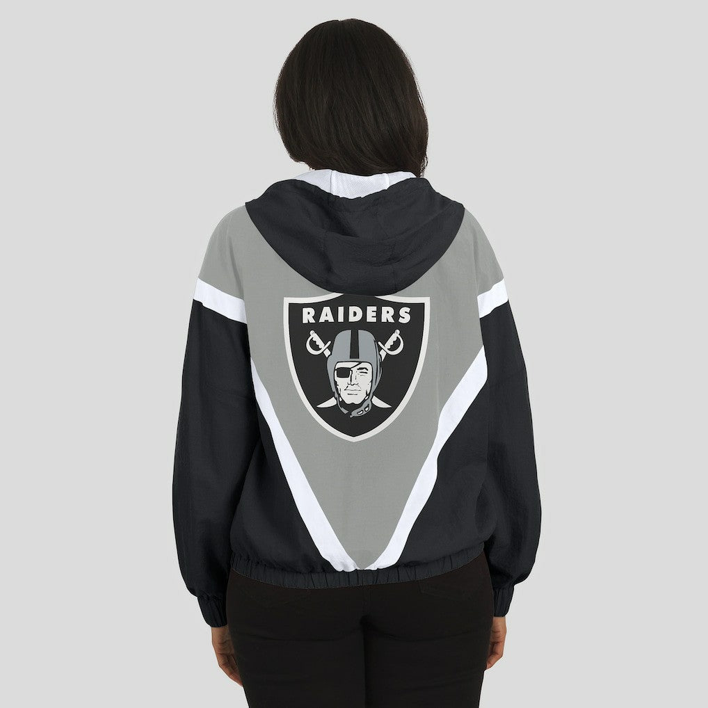 WEAR by Erin Andrews Women's Retro Crinkle Full-Zip Hoodie Windbreaker - Las Vegas Raiders Hoodies
