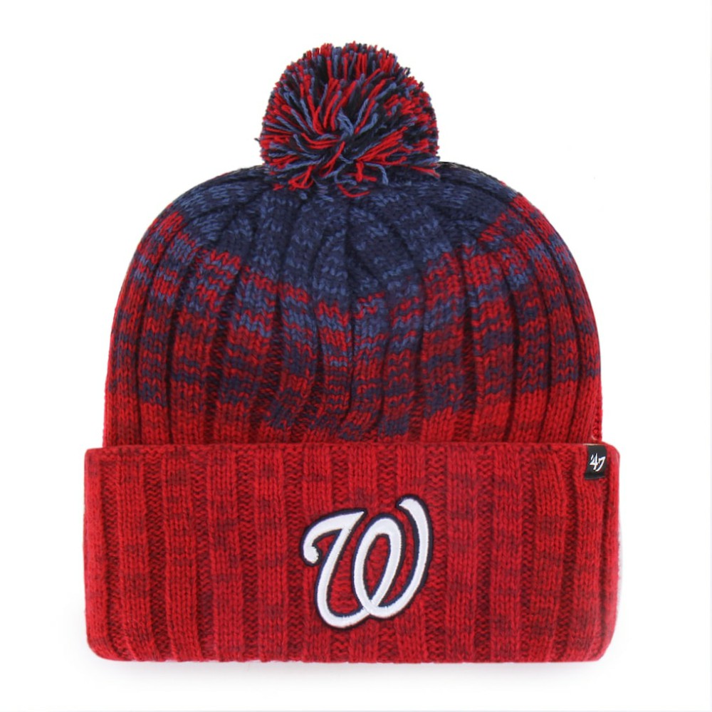 Red Washington Nationals '47 Cascade Cuffed Knit Hat with Pom