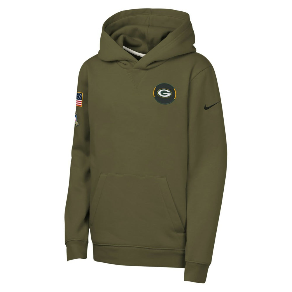 Youth 2025 Salute to Service Club Fleece Hoodie - Green Bay Packers Hoodies