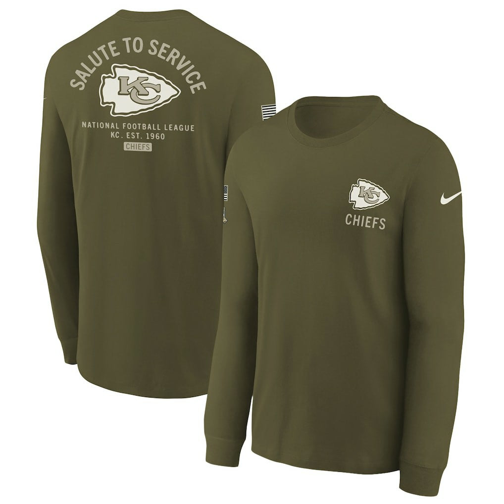 Youth 2025 Salute to Service Sideline Long Sleeve T-Shirt - Kansas City Chiefs T-shirts