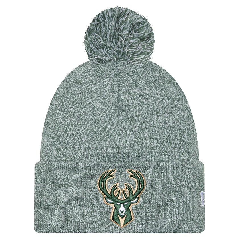 New Era Milwaukee Bucks Marled Cuffed Knit Hat with Pom