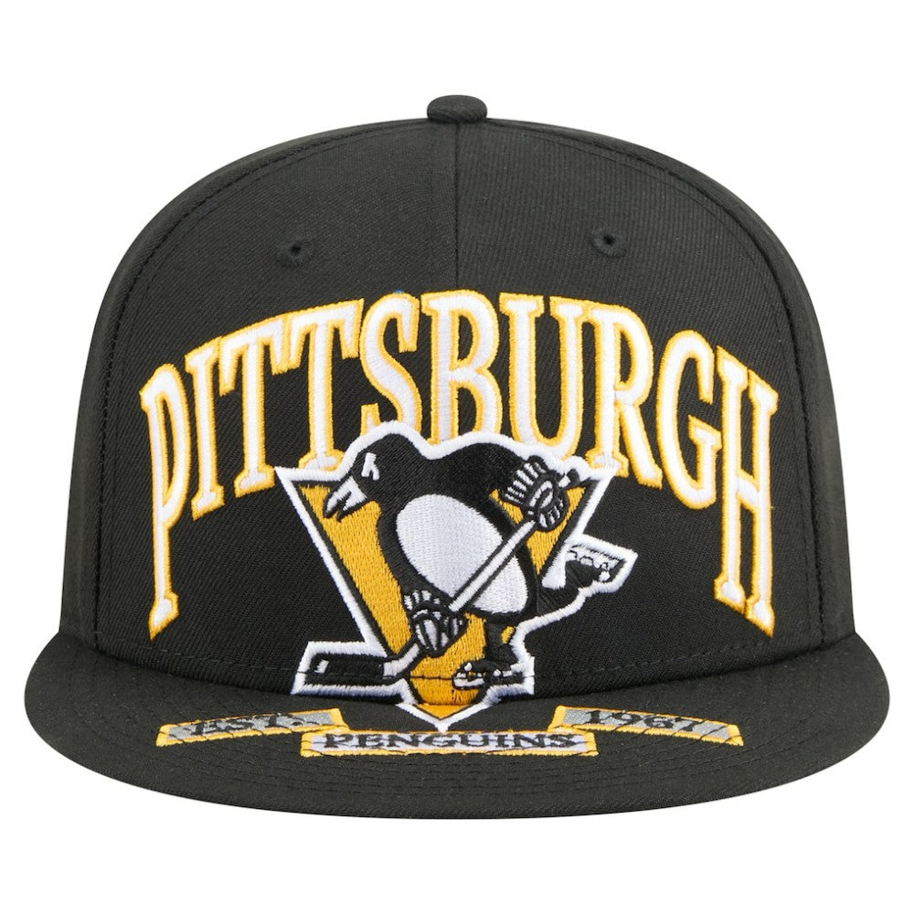 NHL Pittsburgh Penguins New Era Oversized Vintage Arch 59Fifty Fitted Hat