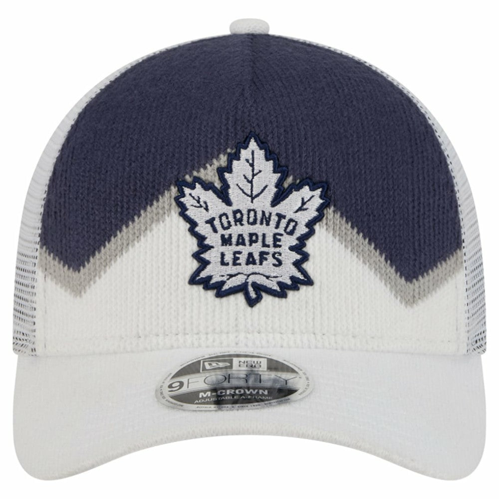 NHL Toronto Maple Leafs New Era Hockey Sock 9FORTY A-Frame M-Crown Adjustable Trucker Hat
