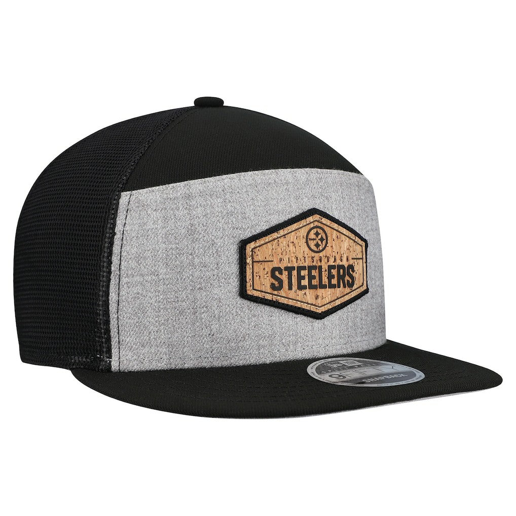 Cork Split Panel 9FIFTY Trucker Snapback Hat - Pittsburgh Steelers Hats