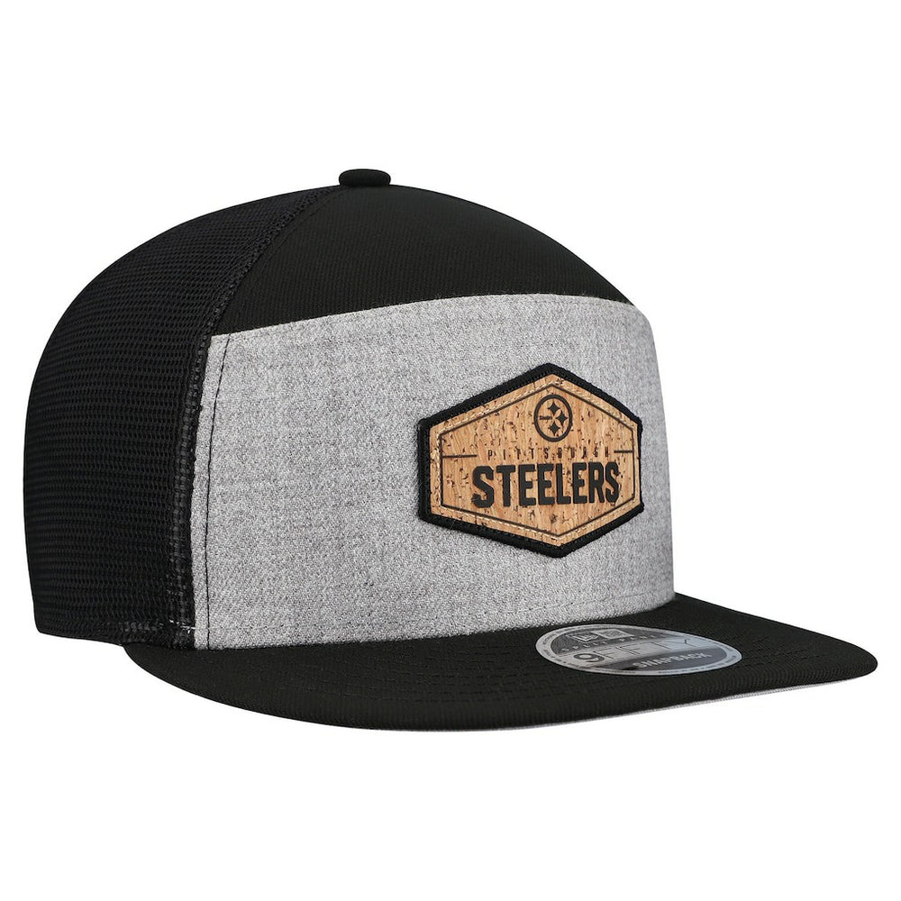 Cork Split Panel 9FIFTY Trucker Snapback Hat - Pittsburgh Steelers Hats