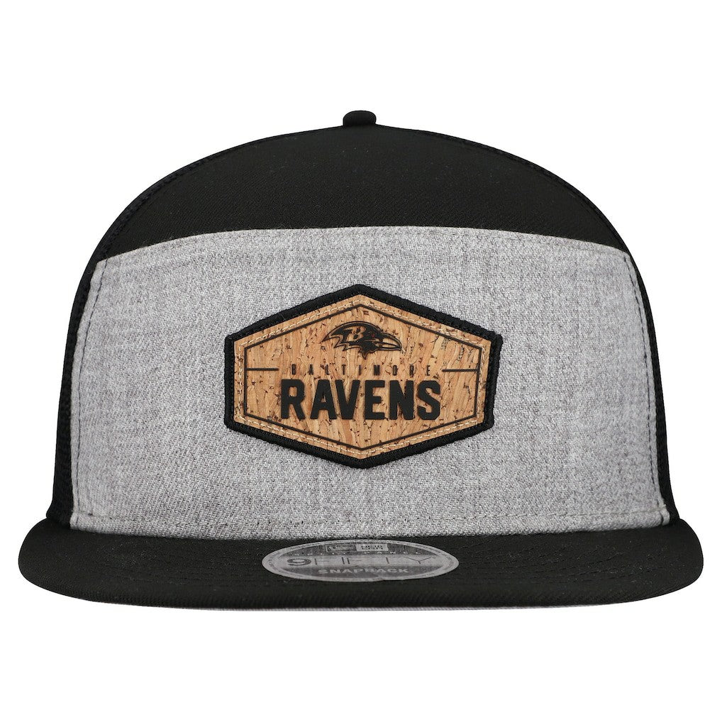 Cork Split Panel 9FIFTY Trucker Snapback Hat - Baltimore Ravens Hats