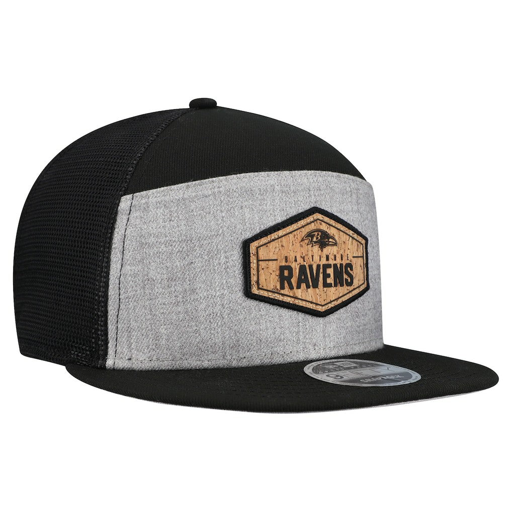 Cork Split Panel 9FIFTY Trucker Snapback Hat - Baltimore Ravens Hats