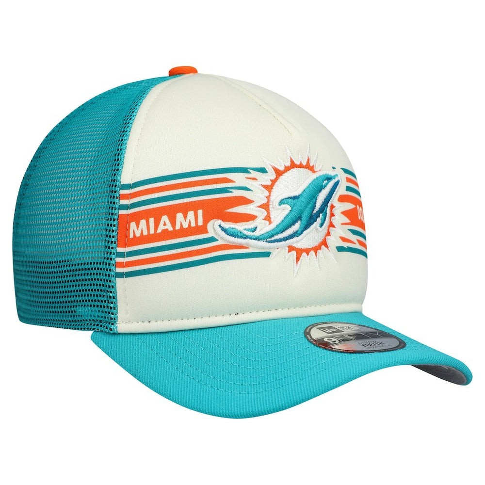 Youth Banner 9FIFTY A-Frame Adjustable Trucker Hat - Miami Dolphins Hats
