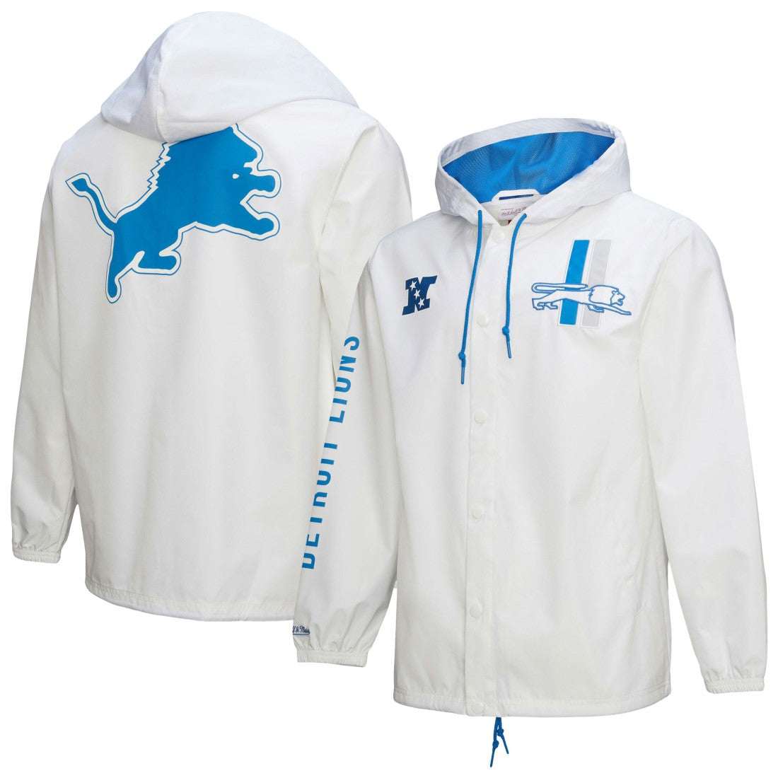 Vintage Logo Coaches Full-Snap Hoodie Jacket - Detroit Lions Hoodies