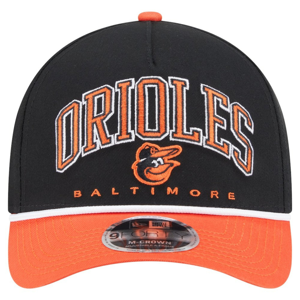 Black/Orange Baltimore Orioles New Era Arch 9FORTY A-Frame M-Crown Adjustable Hat