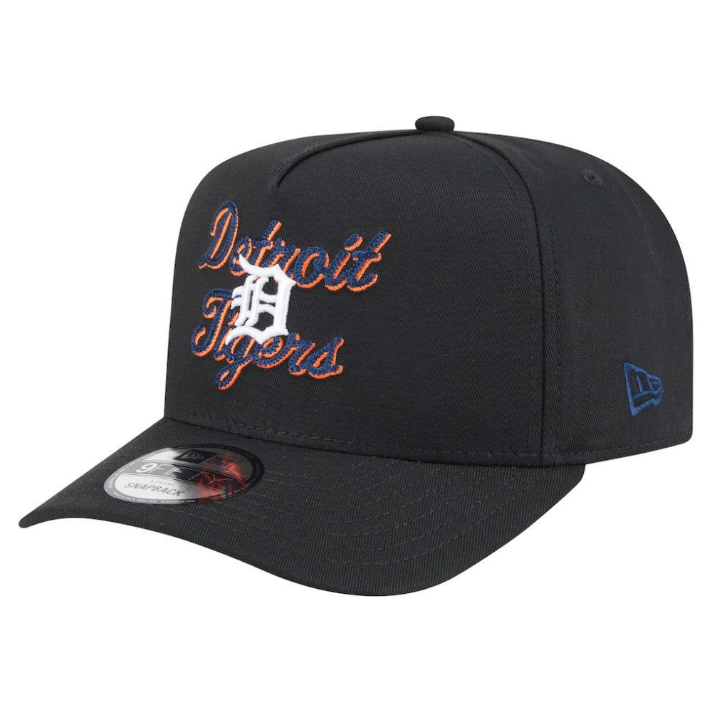 Black Detroit Tigers New Era Chainstitch 9FIFTY A-Frame Snapback Hat
