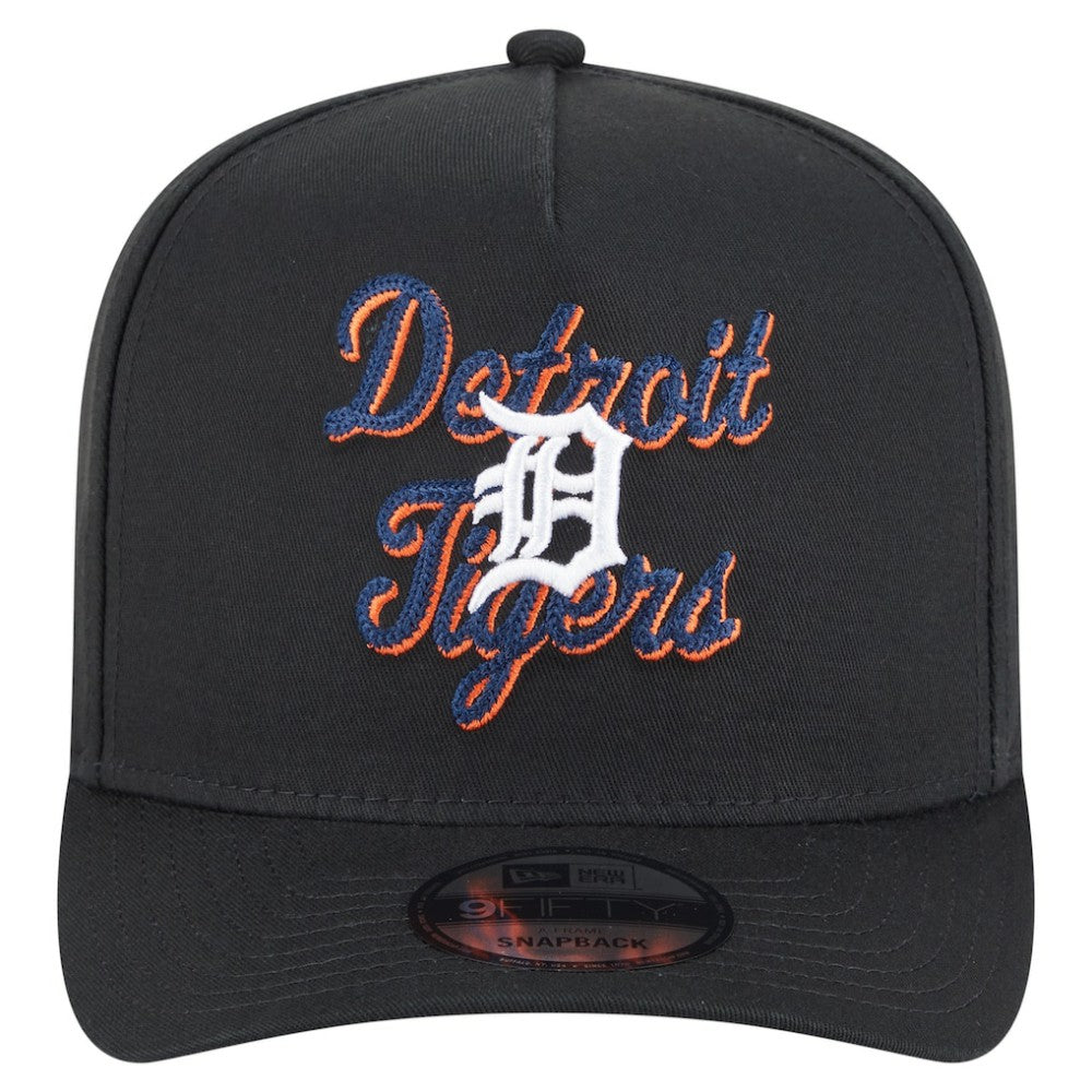 Black Detroit Tigers New Era Chainstitch 9FIFTY A-Frame Snapback Hat