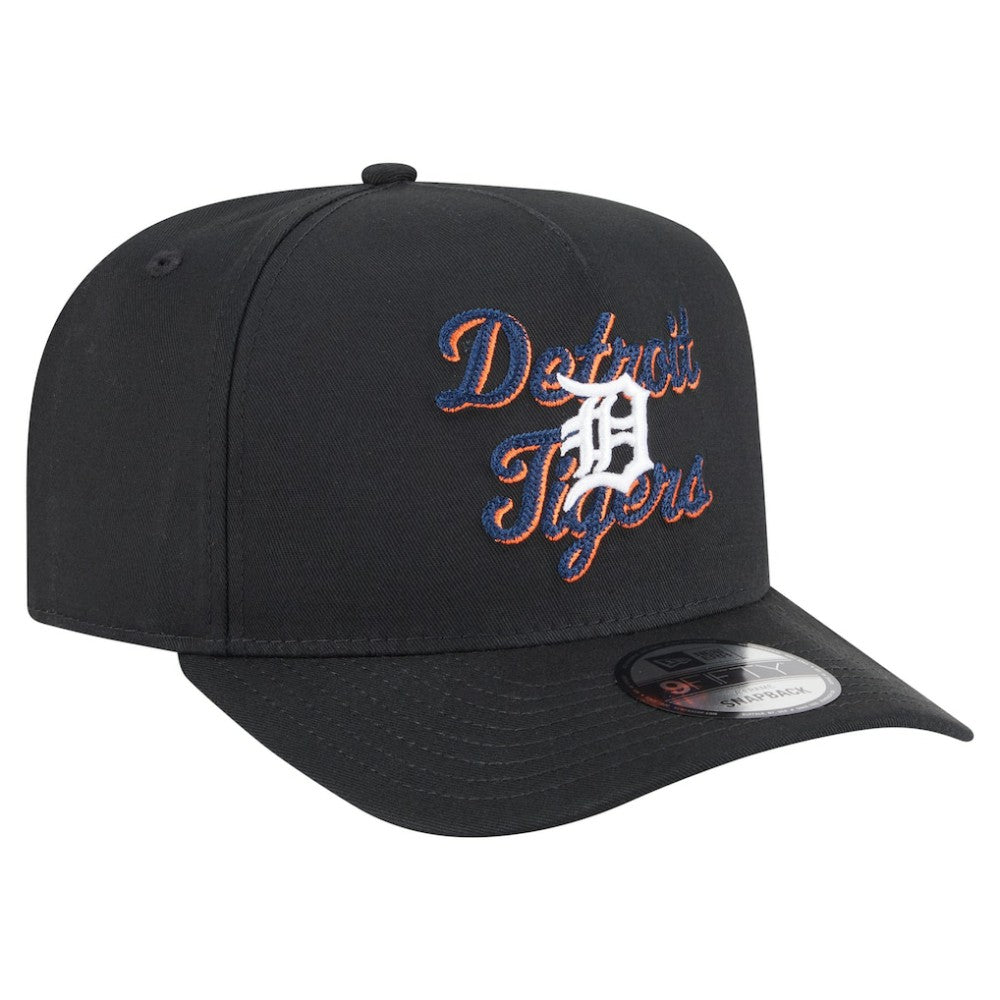 Black Detroit Tigers New Era Chainstitch 9FIFTY A-Frame Snapback Hat