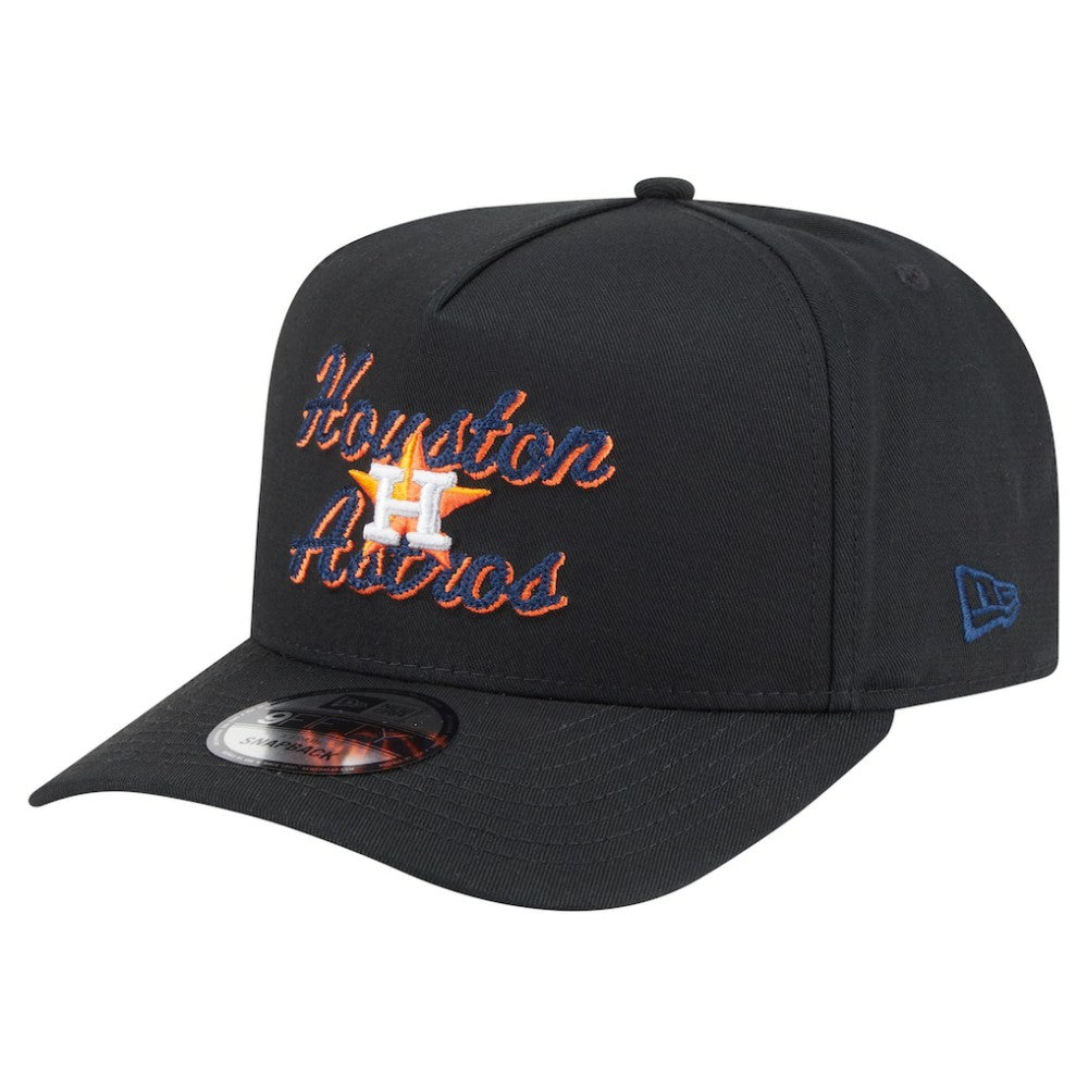 Black Houston Astros New Era Chainstitch 9FIFTY A-Frame Snapback Hat