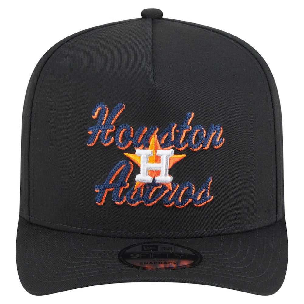 Black Houston Astros New Era Chainstitch 9FIFTY A-Frame Snapback Hat