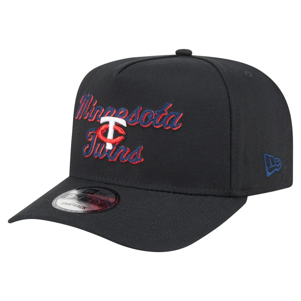 Black Minnesota Twins New Era Chainstitch 9FIFTY A-Frame Snapback Hat