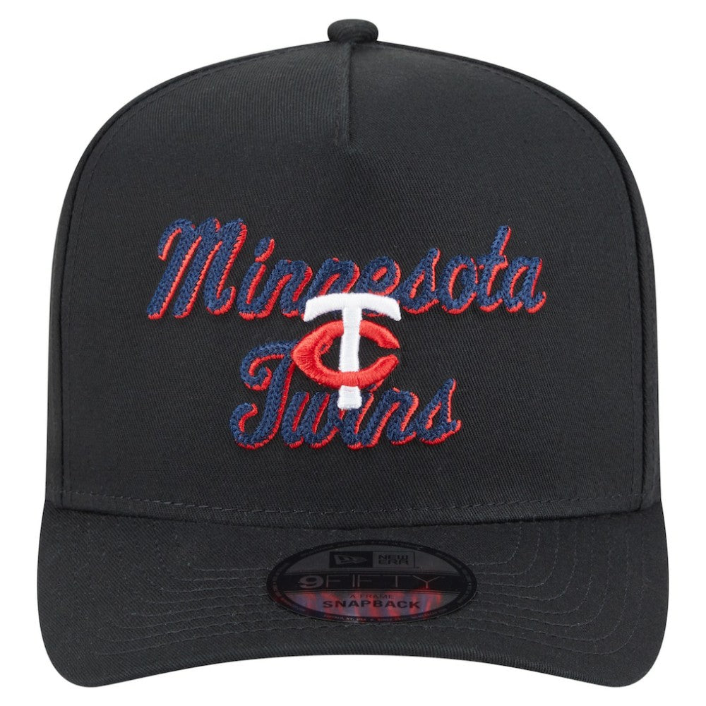 Black Minnesota Twins New Era Chainstitch 9FIFTY A-Frame Snapback Hat