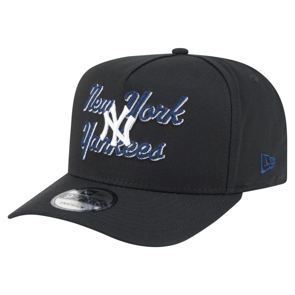 Black New York Yankees New Era Chainstitch 9FIFTY A-Frame Snapback Hat